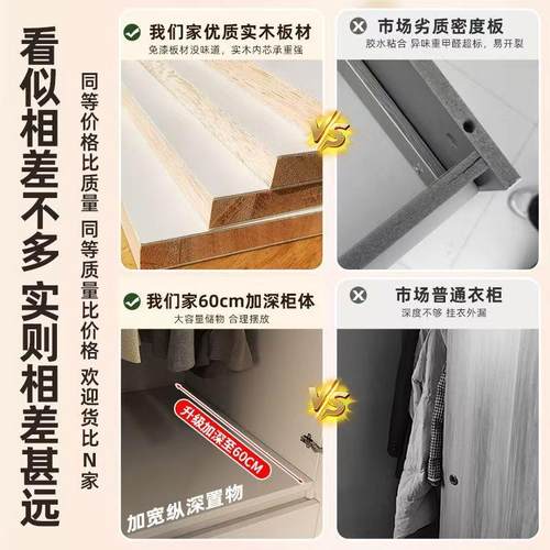 白色纯衣实木衣一柜家用卧室HNQ门到顶大容量挂柜免拉手多功大衣