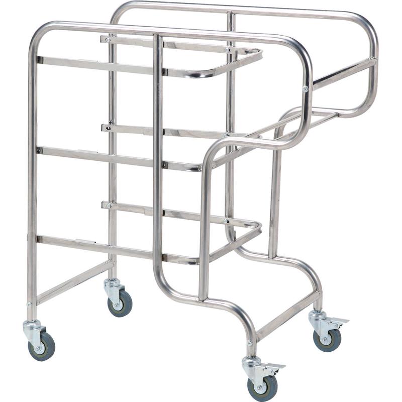 酒店宾馆餐盘收集车 三层不锈钢收餐车 圆管弯脚收碗车 手推车