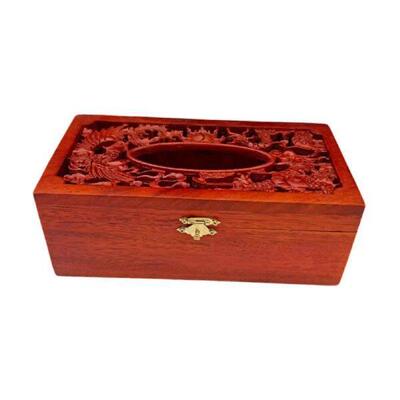 Tissue Box Holder Wood Relief Napkin Paper Case for