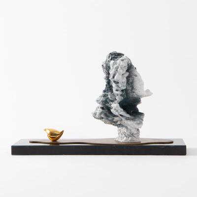 新中式创意太湖石小鸟软装摆件山景石头酒店样板间玄关书房装饰品