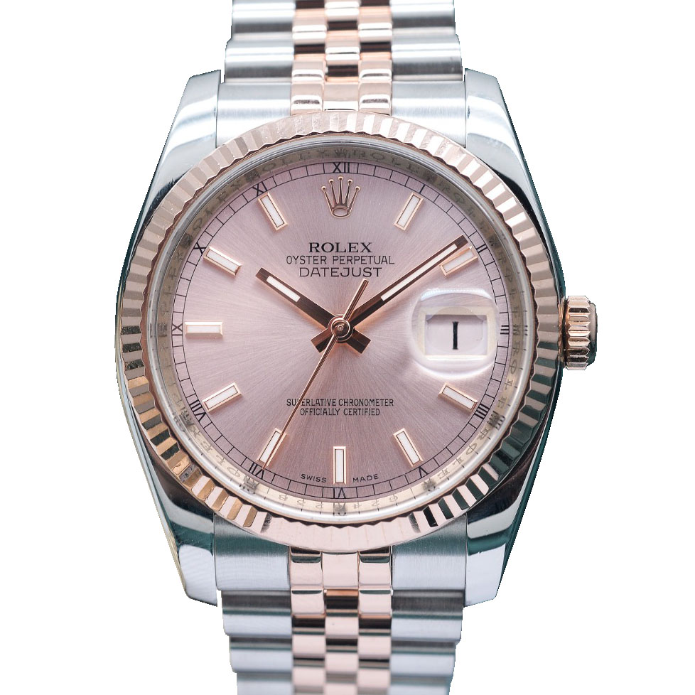 [9.8新]劳力士日志型间玫瑰金原镶钻自动机械男表116231