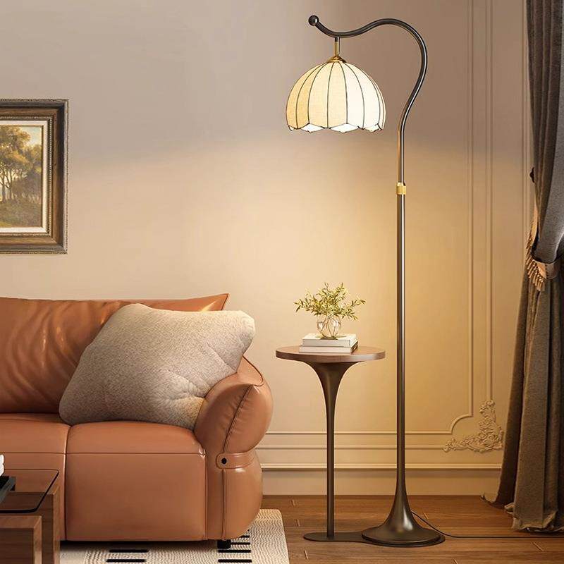 新厅款法式奶油?风落地灯客99沙发旁边氛围感置物架头一体卧室床