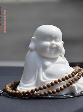 高档招财可爱车载车内汽个性陶瓷弥勒摆佛件小和尚装车香水座家居