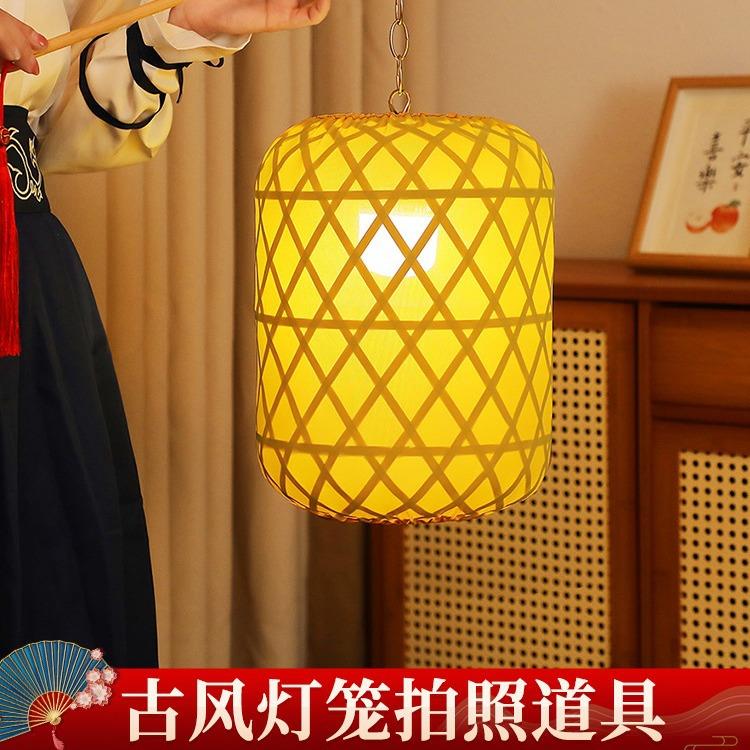 竹编灯笼提汉手服手持物夜景拍照影视瓜具中TKG式道冬形灯罩手工