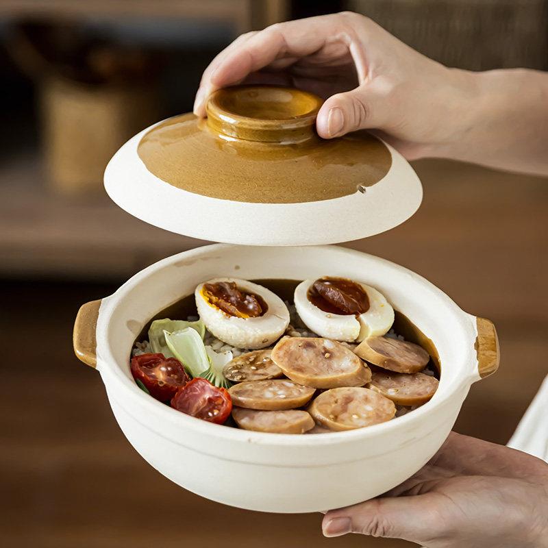 吉田成器餐具砂锅陶瓷高级复古家用保温砂锅煲厨房粗陶煲仔盘子碗
