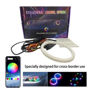 亚马逊幻彩LED天使眼光圈汽车改装 APP控制幻彩日行灯大灯光圈通用