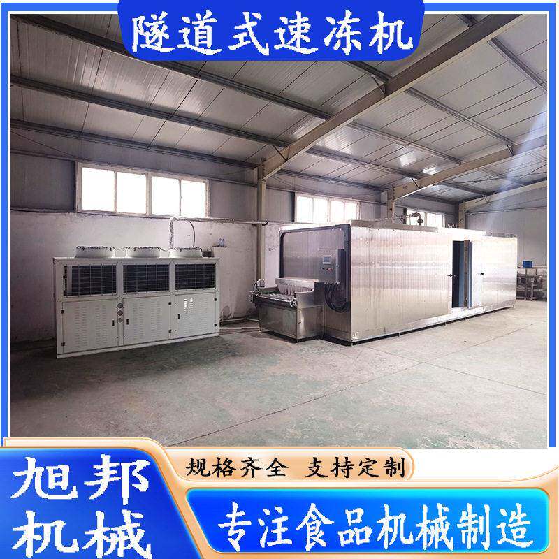 手抓饼隧道式速冻机 连续式黄桃低温速冻设备 速冻挂冰加工流水线
