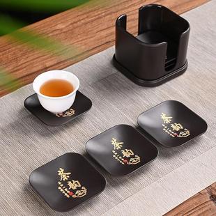 雕刻 电木茶杯垫功夫茶道茶具隔热垫子杯托家用商务办公送礼套装