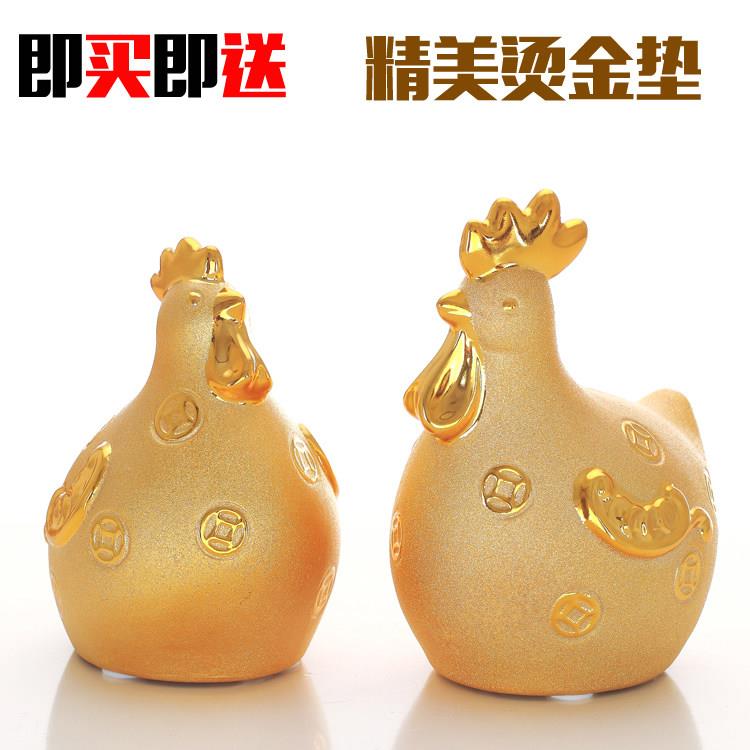 陶瓷情侣金鸡摆件公鸡母鸡存钱罐家居装饰品金兔子金鼠大号吉祥物