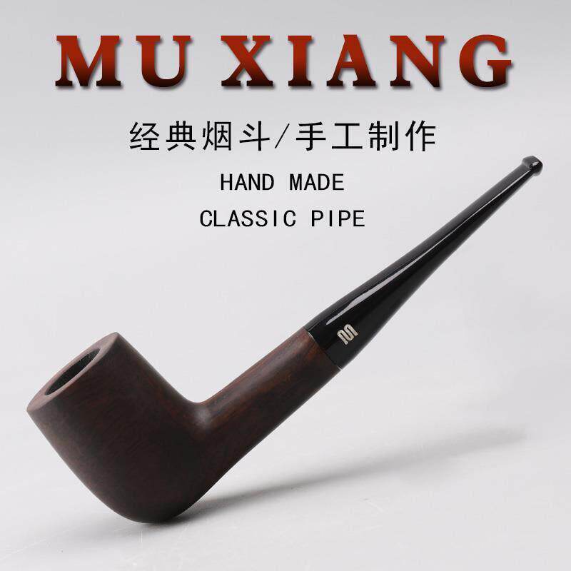 高档MUXIANG 黑檀木烟斗直斗入门斗烟草烟斗实木烟斗男士烟具送十