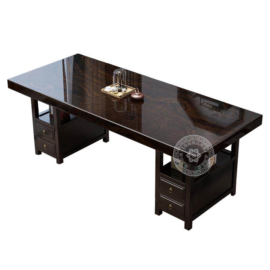 高档非洲木材实大板桌椅组合黑檀木茶板整泡茶奥坎红木乌檀木整块