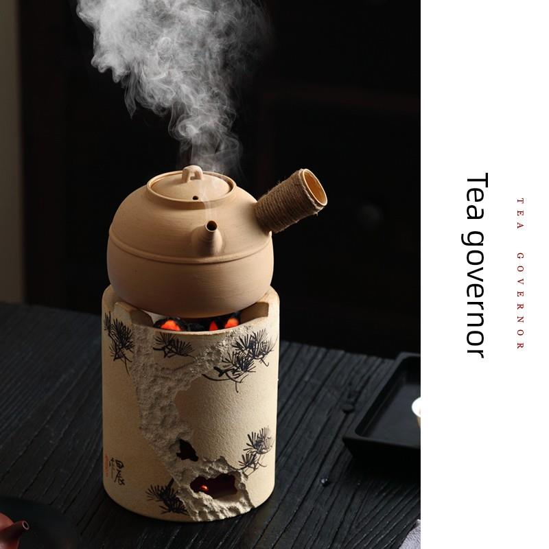 茶都督潮州白泥砂铫煮水壶纯手工烧水橄榄炭炉侧把围炉煮茶碳炉