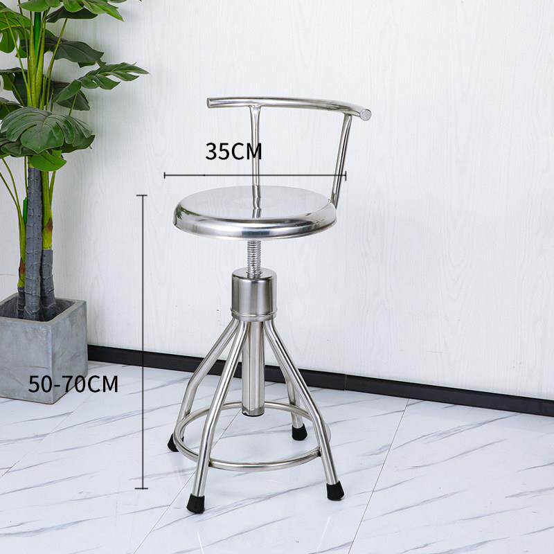 特厚不锈钢凳子升降带轮子学校工厂实验室车间用圆凳旋转高脚椅子