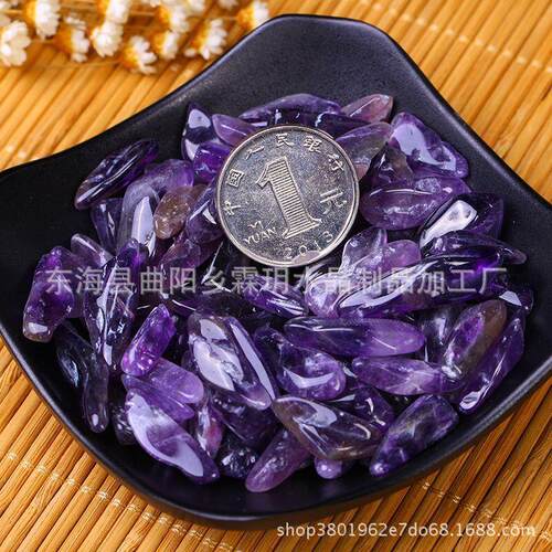 天然紫水晶长牙碎石 消磁石 水晶碎石 厂家直销