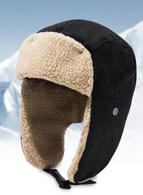 新款直销秋冬季雷锋帽复古男女韩版护耳帽子棉帆布帽 滑雪骑行保