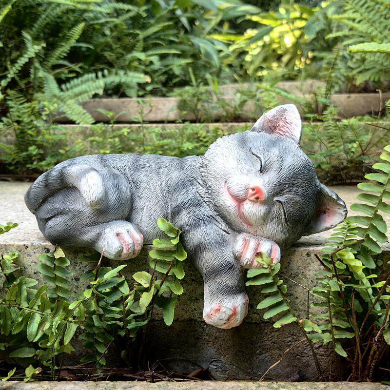 户外庭院造景摆件慵懒小猫花园装饰窗台桌面窗台花架创意小装饰品