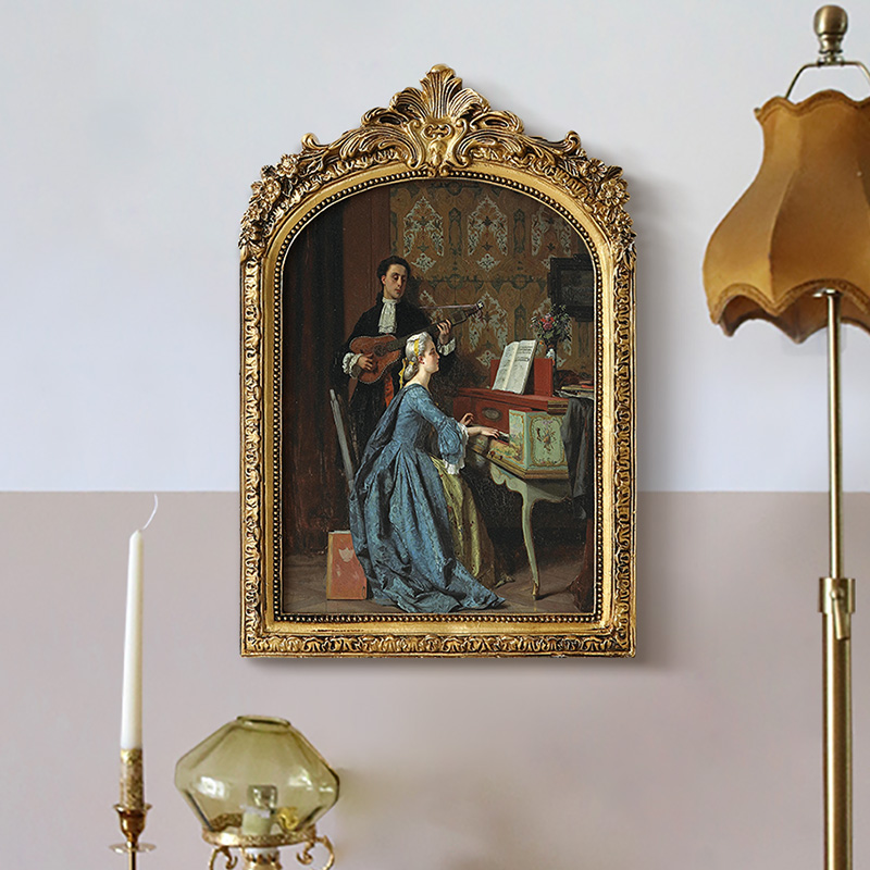 欧式复古装饰画法式玄关墙面壁画古典油画钢琴房演奏挂画摆挂两用图片