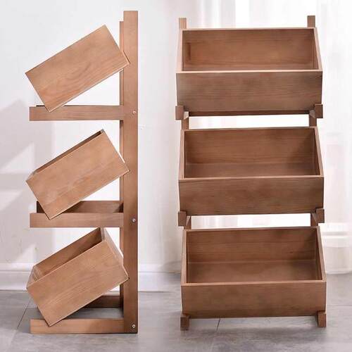 北欧实木收纳架多层置物架厨房落地展示架家用客厅书架卧室收纳架