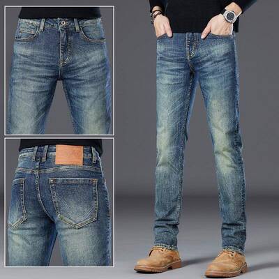 香港春季新款牛仔裤男修身百搭2024时尚高端赤耳丹宁休闲 潮牌长