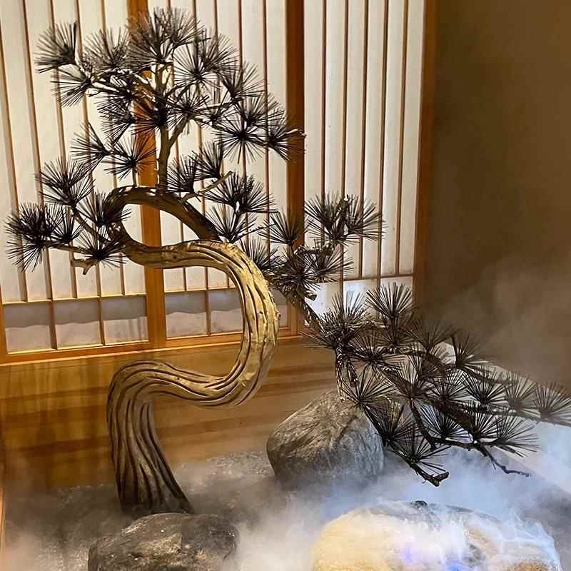 仿真迎客松罗汉松新中式松树盆景售楼处酒店景观绿植假树造景摆件