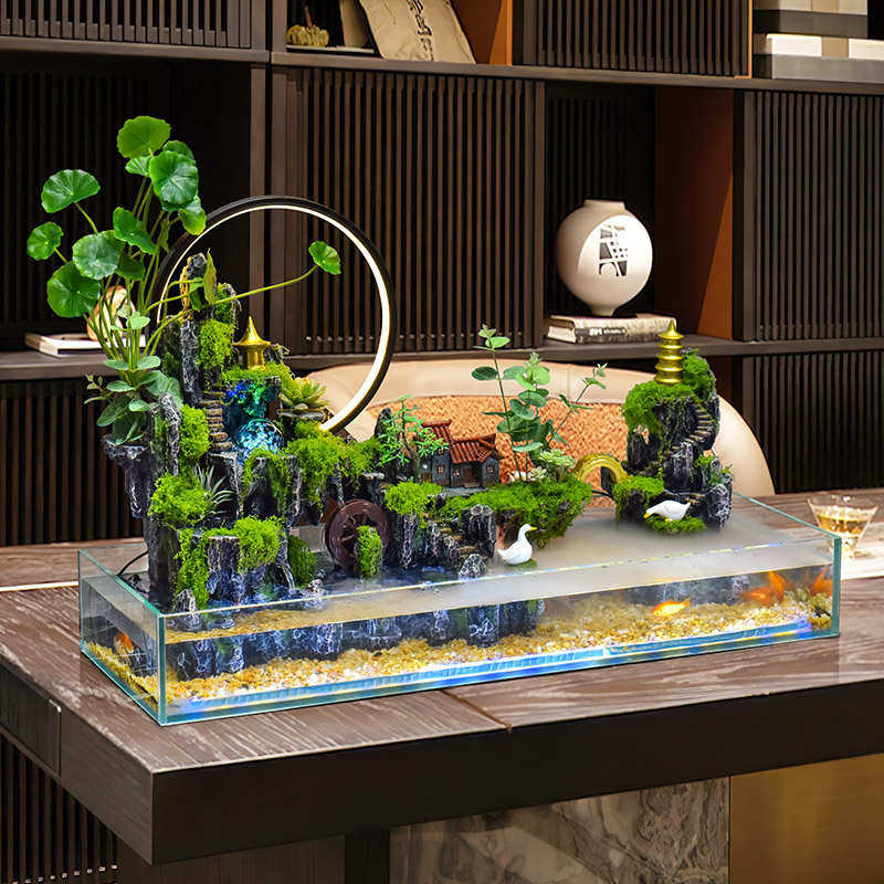 H^居如家新中式创意流水摆件鱼缸家居装饰送礼别墅会所茶室桌面景,家居饰品,流水摆件,淘宝优惠券,粉丝福利购,淘宝优惠卷