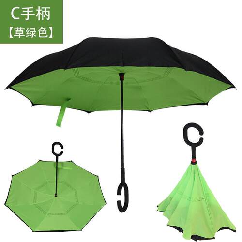 正品特价包邮双层免持可站立男女反向汽车制长柄直杆雨伞定lo广g