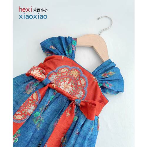 禾西小小|国风女童连衣裙新中式夏季苎麻古风汉服唐制襦裙超仙