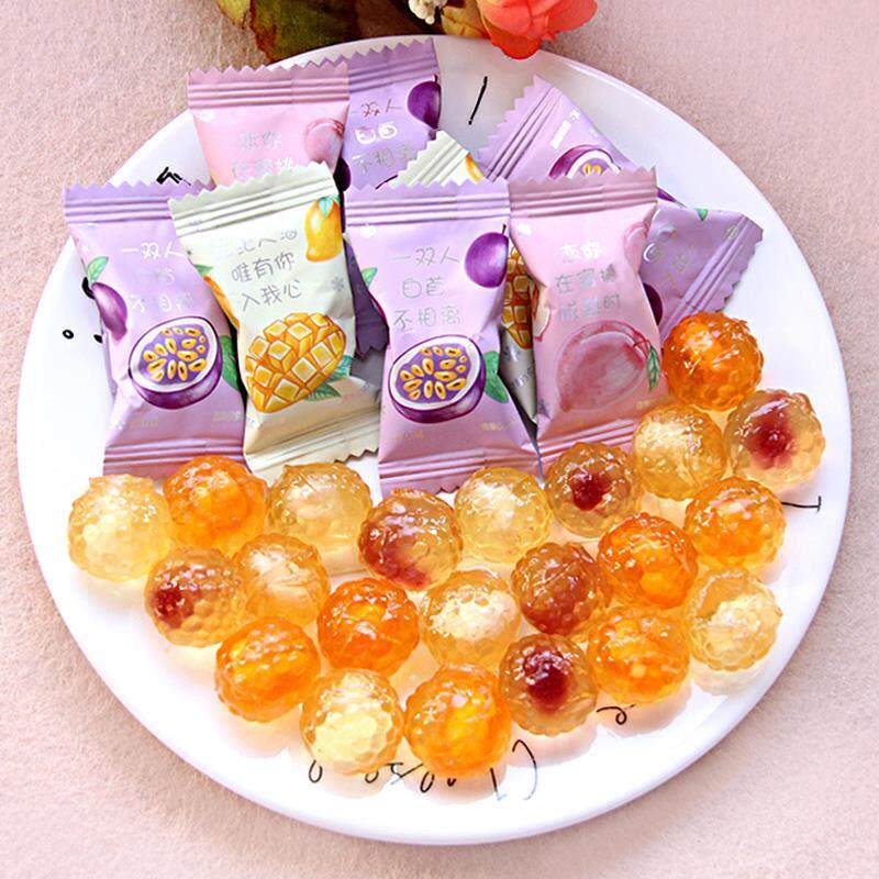 爆浆流心软糖白桃混合水果夹心qq500g约100结婚庆喜糖果零食散装