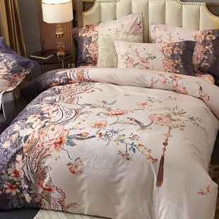 高档诺全棉四件套3立体床品d棉加厚磨毛1.8床月上用品婚庆2.0被纯