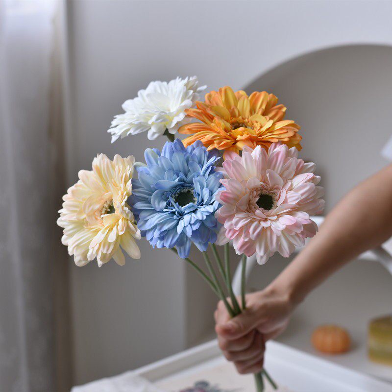 非洲菊扶郎花仿真花束客厅餐桌假花摆件雏菊绢花装饰花艺插花摆设