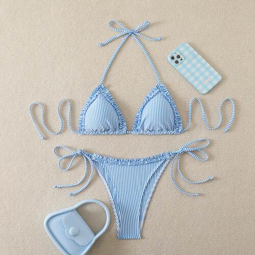Women'S Fashion Comfortable Bikini Two-Piece Set, Striped &