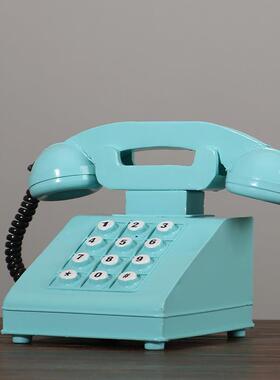 复老式电话机座机模型工艺品铁艺摆件摄影道具服装店橱窗软装摆件