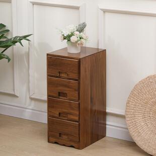 床头边柜迷你卧室柜型柜极窄柜25cm夹小缝收纳KFQ胡桃色超窄实木