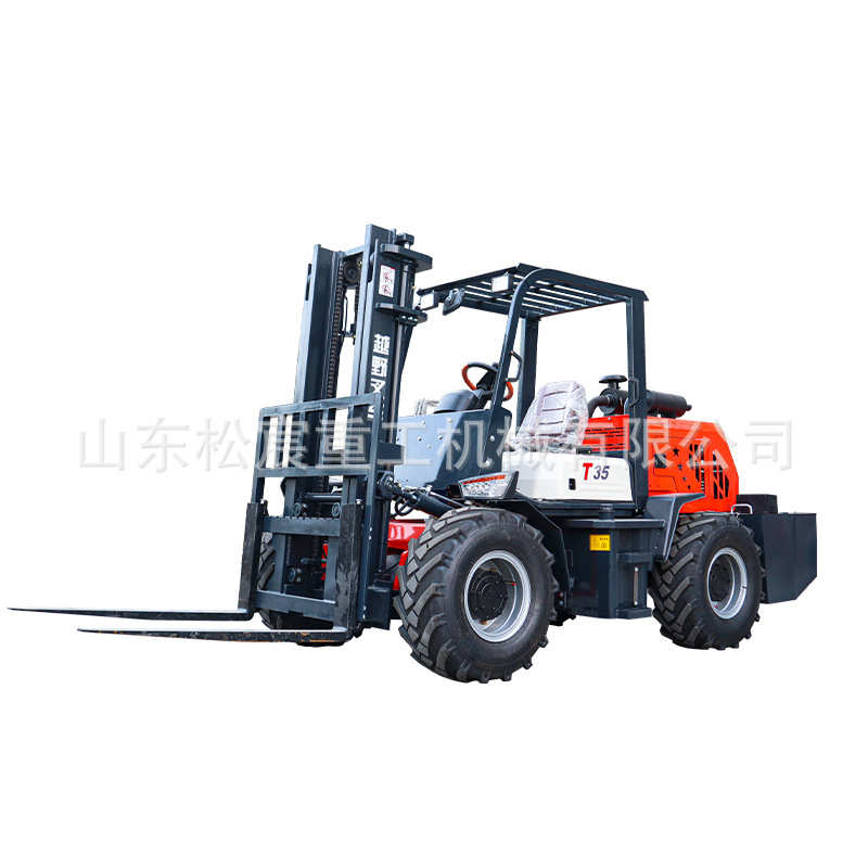 四驱越野叉车多功能3吨柴油内燃一体式叉车4吨5吨6升降吊臂搬运车