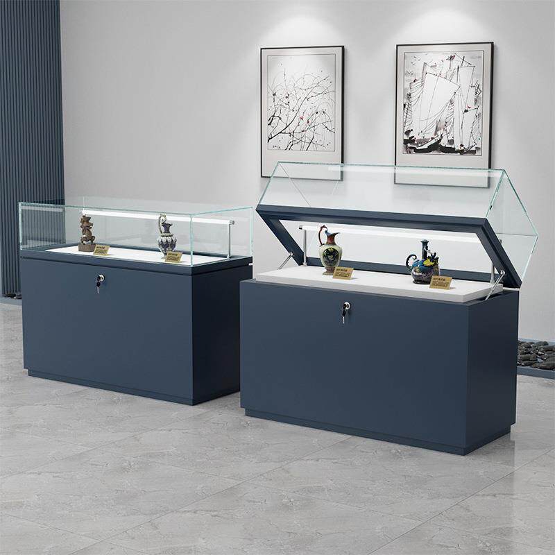 透明玻璃柜博物馆防尘液压展示柜台文物纪念品古董字画展示柜柜台