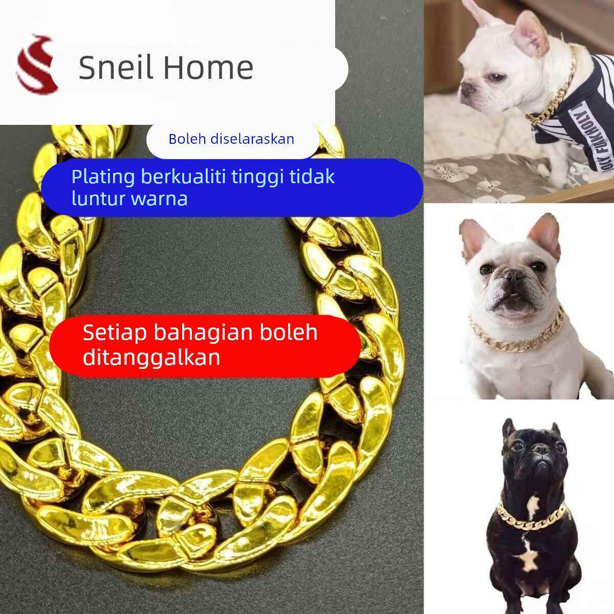 宠物狗金项炼黄金狗炼宠物项炼猫咪金炼子金毛装饰炼耍酷配饰法斗