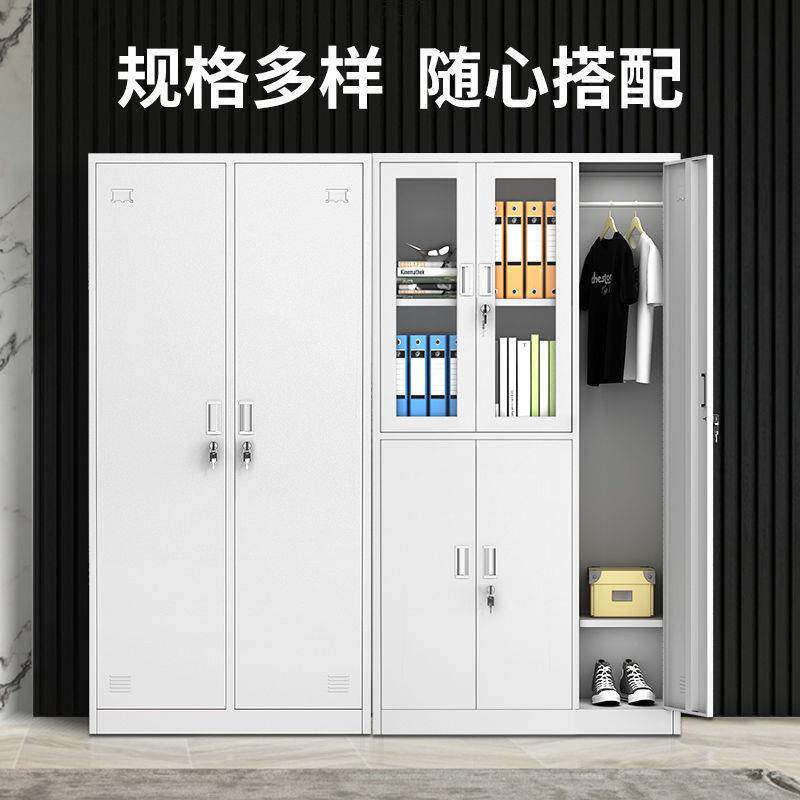 钢制铁皮文件柜办公室资料档案书柜带锁凭证矮柜家用储物更衣柜子