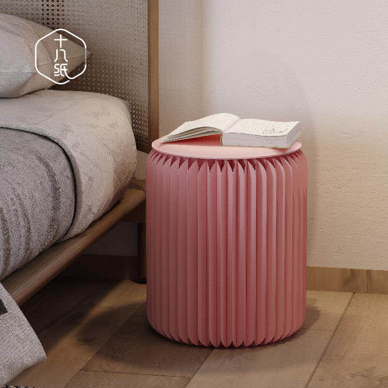 十八纸小板凳ins凳粉色折叠圆矮凳子配皮垫时尚茶几多巴胺小家俱