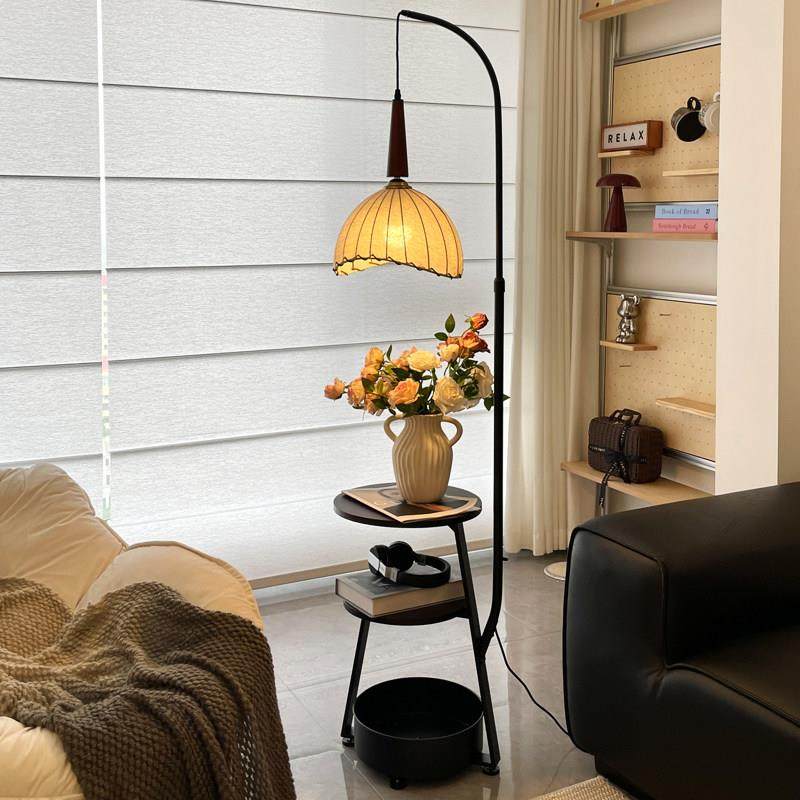 落地灯氛围客厅沙发旁边高级感中古风覆古床头置物架一体卧室台灯