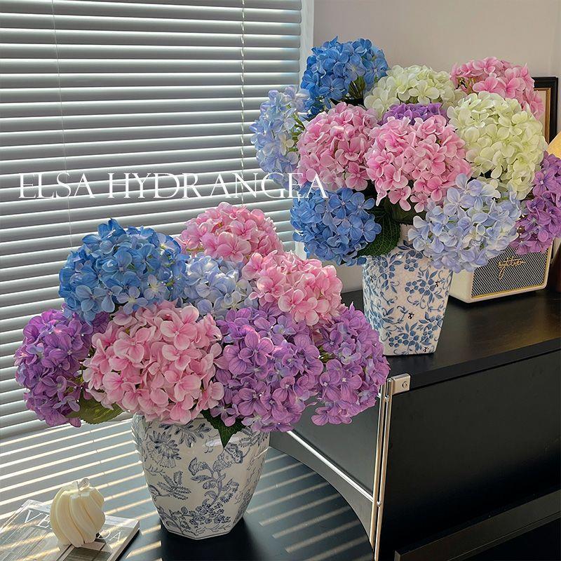 高级感3D仿生干花绣球花仿真花蓝色保湿手感花束客厅摆件插花装饰