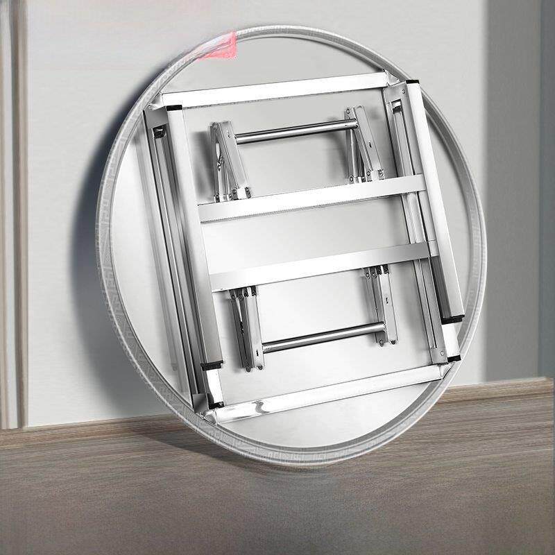 不锈钢圆桌特厚可折叠圆桌摆摊烧烤吃饭家用大排挡不锈钢桌子圆形