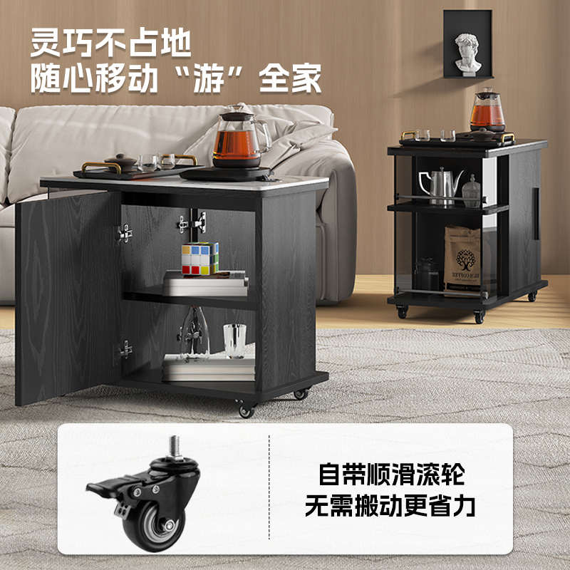 移动茶台多功能茶桌边几小柜子储物柜客厅实木茶水柜休闲沙发边柜