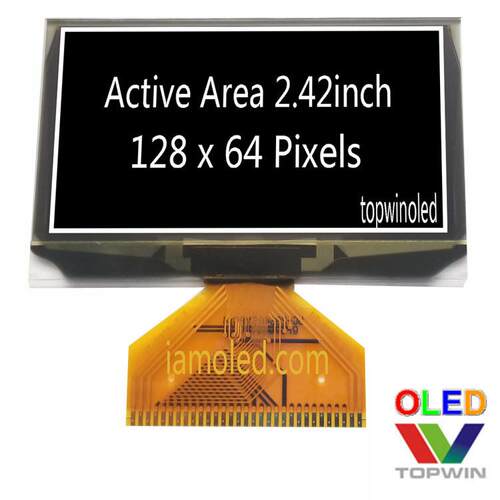 2.42寸白色oled液晶显示白光ug2864asgpg14焊接2.42英寸液晶厂家