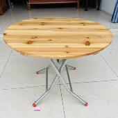 杉木圆桌实木折叠学校饭堂食堂大排档大圆台配脚架1米1.2米厂直销