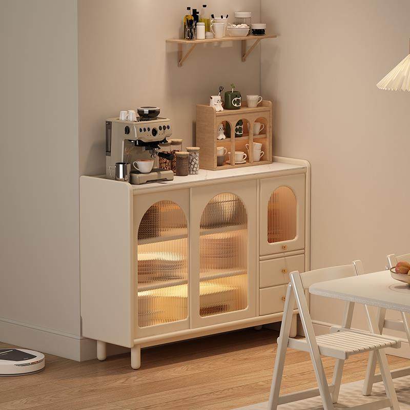 法式奶油风岩板餐边柜40cm大容量收纳实木柜子客厅靠墙一体储物柜,住宅家具,餐边柜,淘宝优惠券,粉丝福利购,淘宝优惠卷