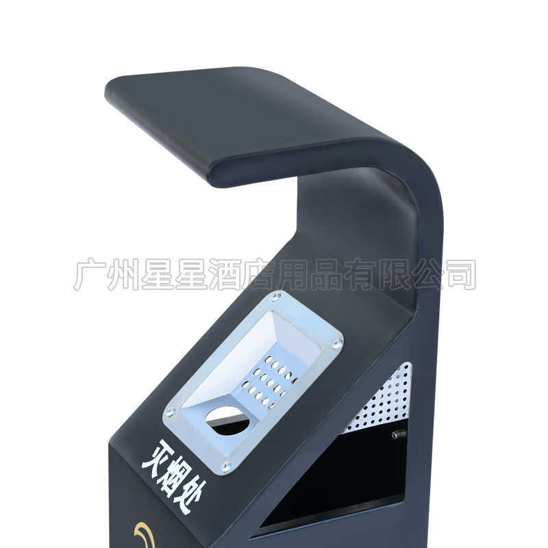 不锈钢立式烟灰柱 黑色高端商务极简商场酒店小区烟蒂烟头烟灰桶