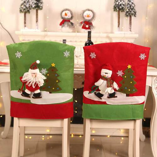 Christmas Decorative Dining Chair Seat Back Covers Santa