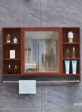 Dqu浴室镜柜挂墙式卫生间镜子洗手间带置物架防水储物镜箱厕所梳