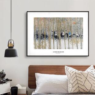 抽象马横幅画客厅书装饰房画欧风景壁马北画作室工小众文艺复古挂