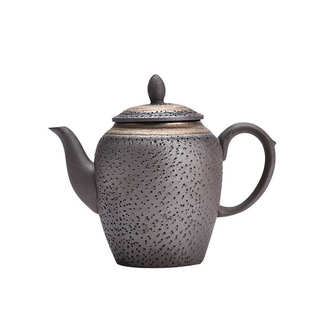 复古鎏金茶壶陶瓷粗陶茶具紫砂单壶小号家用手工茶道办公室泡茶器